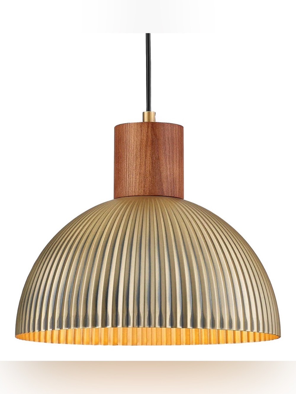 ELYONA Vintage Ash Wood & Brushed Brass Pendant Light – Brand New!